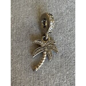 Pandora ALE 925 Sterling Silver Sparkling Palm Tree Dangle Charm